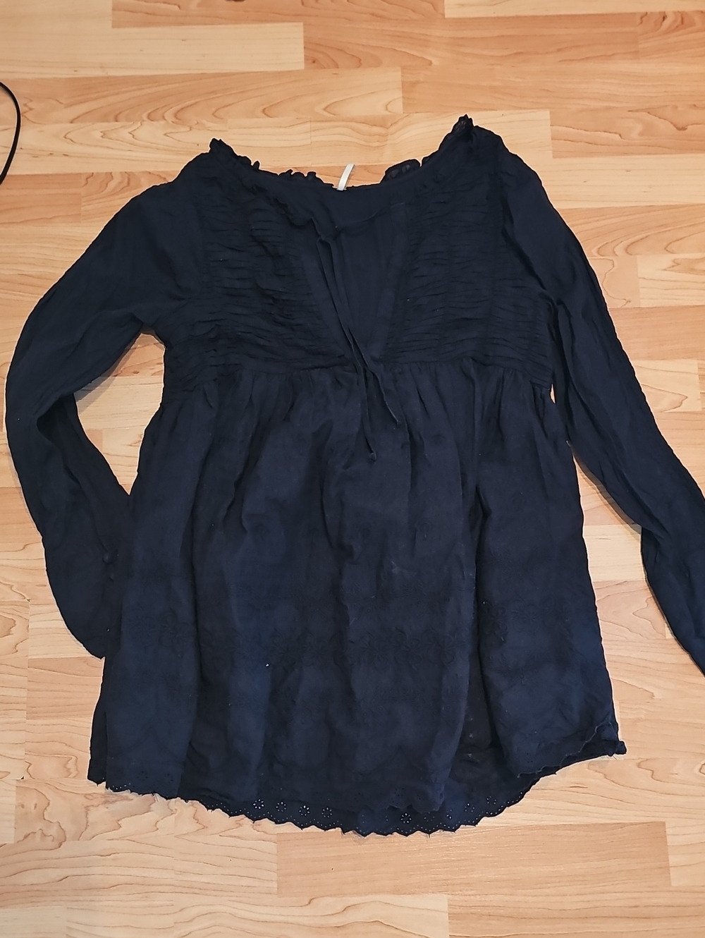 Free People Black Blue Peasant Dress